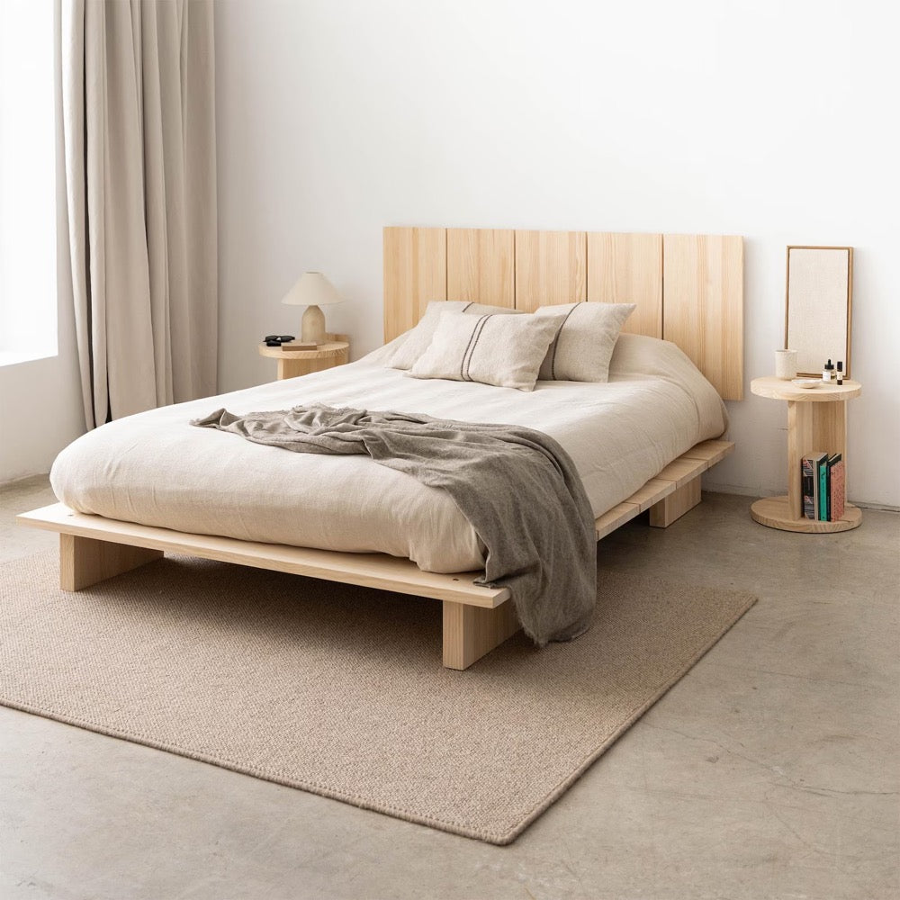 Solid wood bed, Handmade furniture, Floor bed, Bedroom bed - Serena