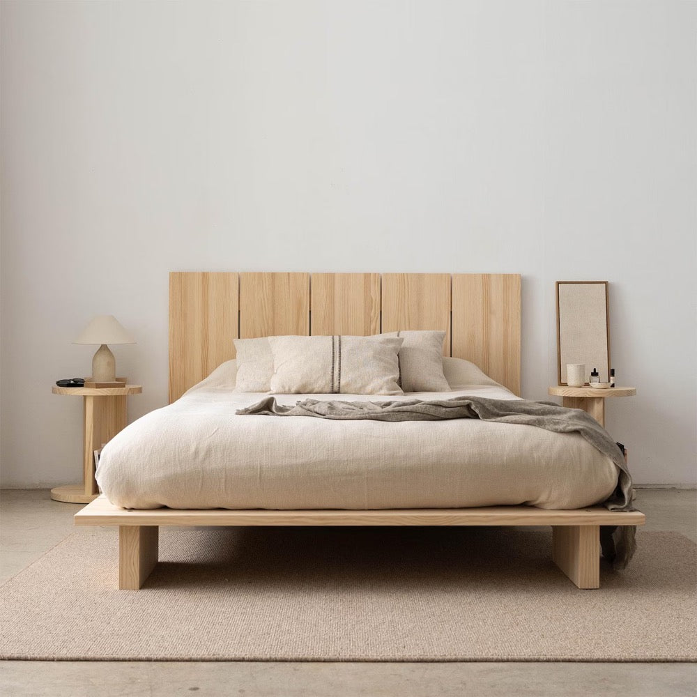 Solid wood bed, Handmade furniture, Floor bed, Bedroom bed - Serena