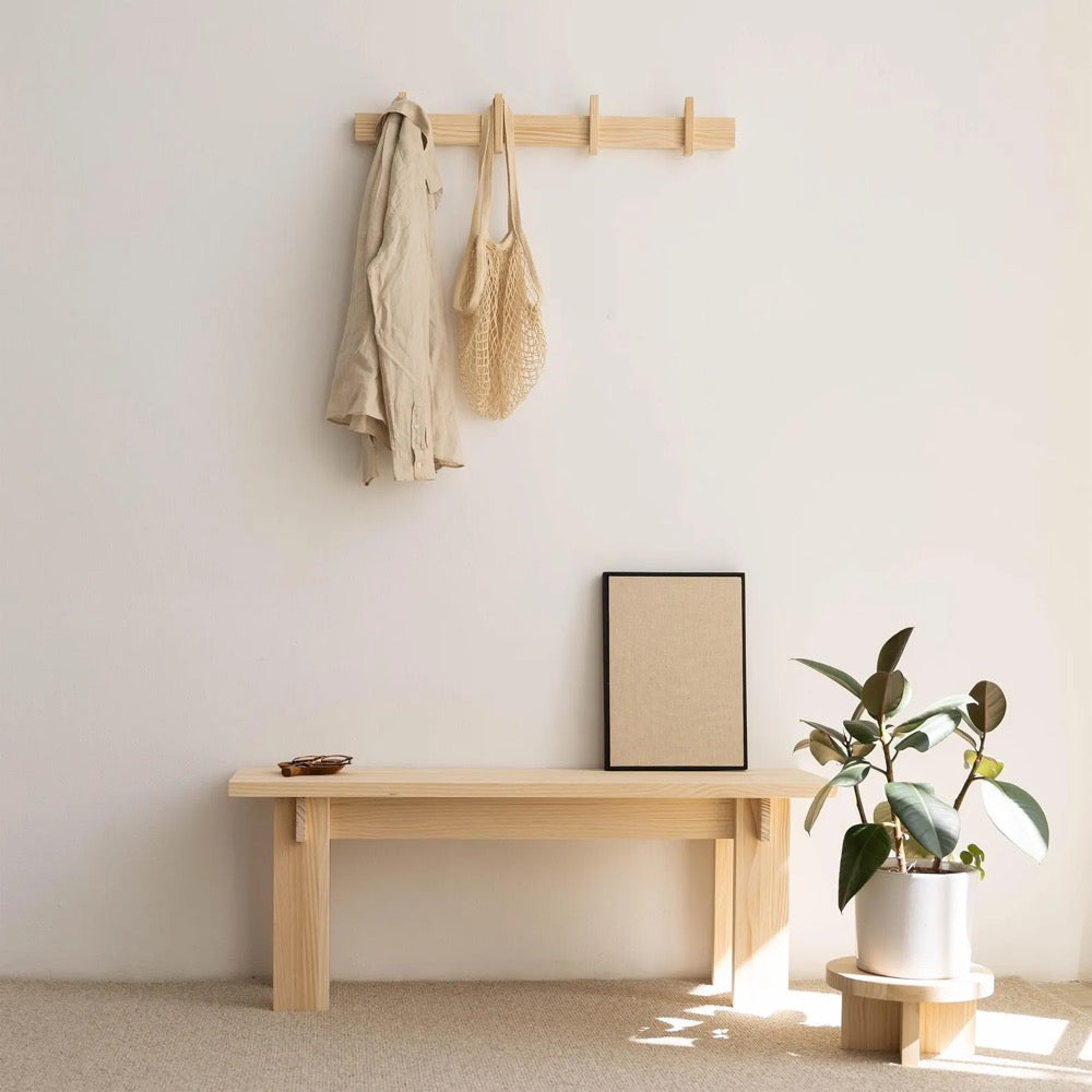 Wall-mounted coat rack, solid wood coat rack, entryway coat rack - Large Figuera