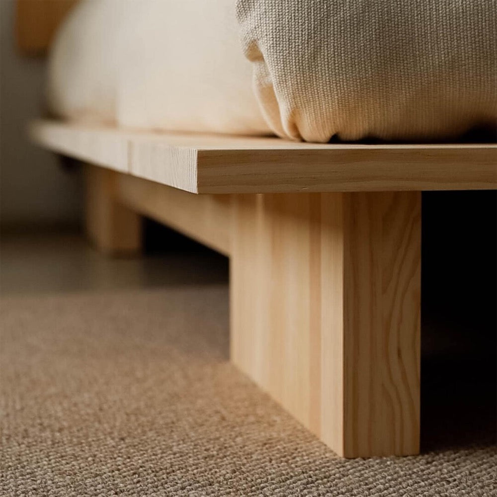 Solid wood bed, Handmade furniture, Floor bed, Bedroom bed - Serena